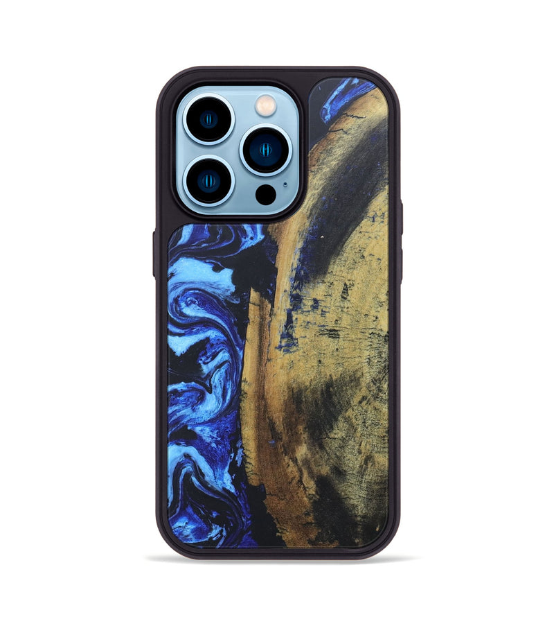 iPhone 14 Pro Wood+Resin Phone Case - Stephen (Blue, 686081)