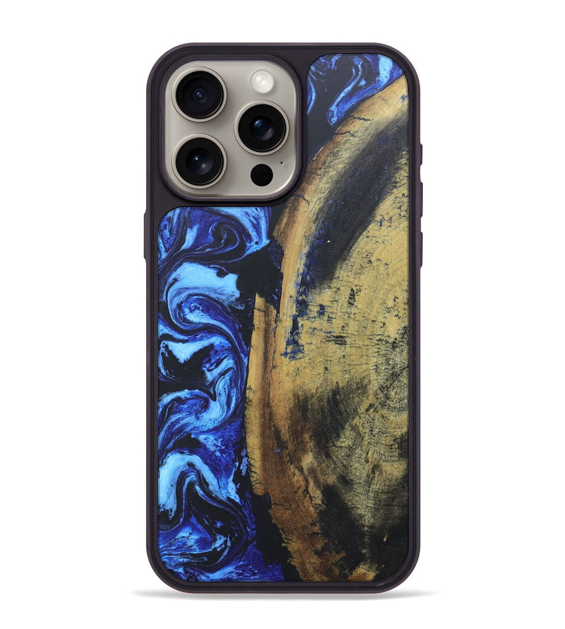 iPhone 15 Pro Max Wood+Resin Phone Case - Stephen (Blue, 686081)
