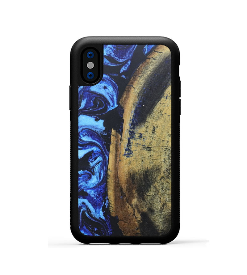 iPhone Xs Wood+Resin Phone Case - Stephen (Blue, 686081)