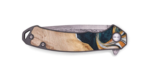 EDC Wood+Resin Pocket Knife - Kehlani (Teal & Gold, 686204)