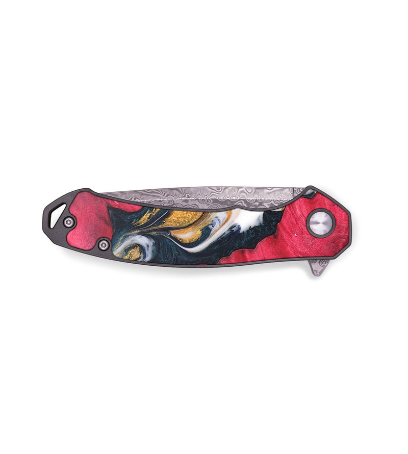 EDC Wood+Resin Pocket Knife - Caroline (Teal & Gold, 686205)