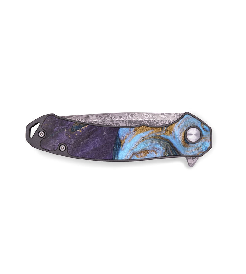 EDC Wood+Resin Pocket Knife - Manuel (Teal & Gold, 686206)