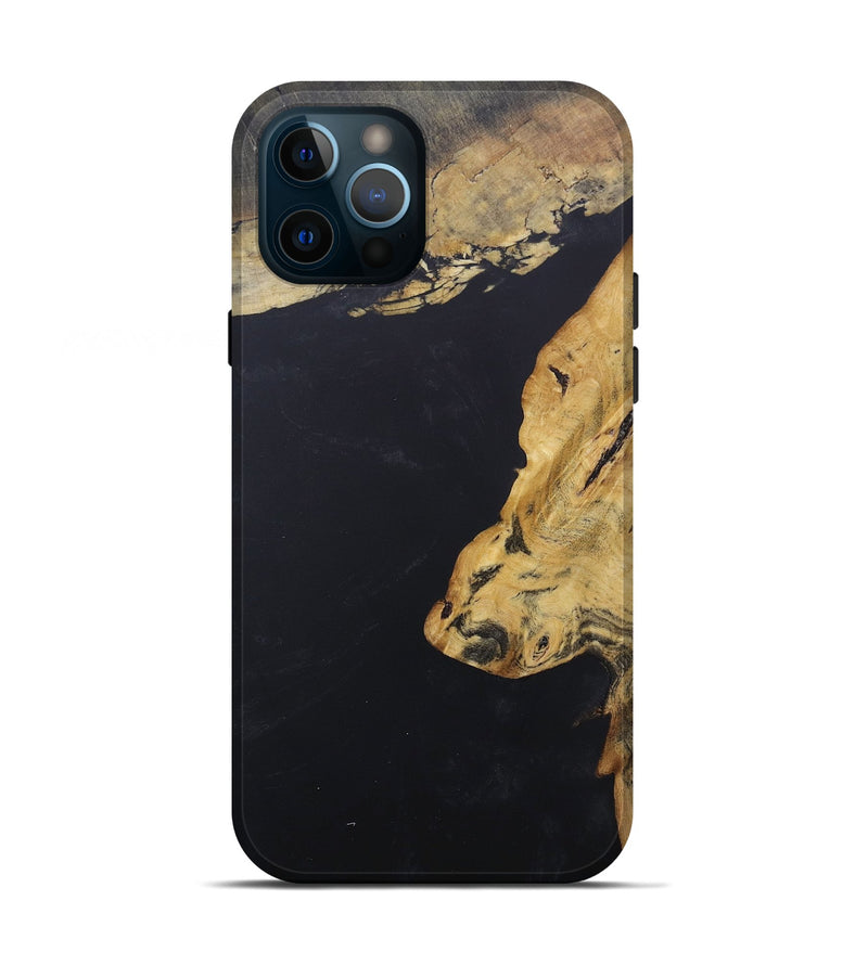 iPhone 12 Pro Wood+Resin Live Edge Phone Case - Mamie (Pure Black, 686327)
