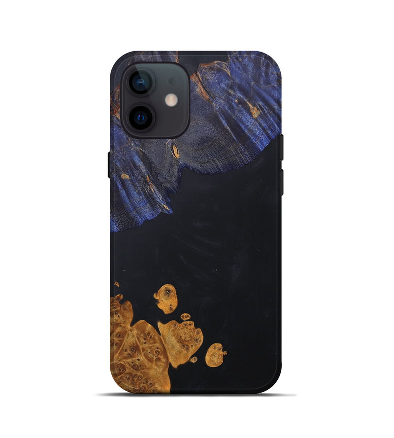 iPhone 12 mini Wood+Resin Live Edge Phone Case - Gianna (Pure Black, 686330)