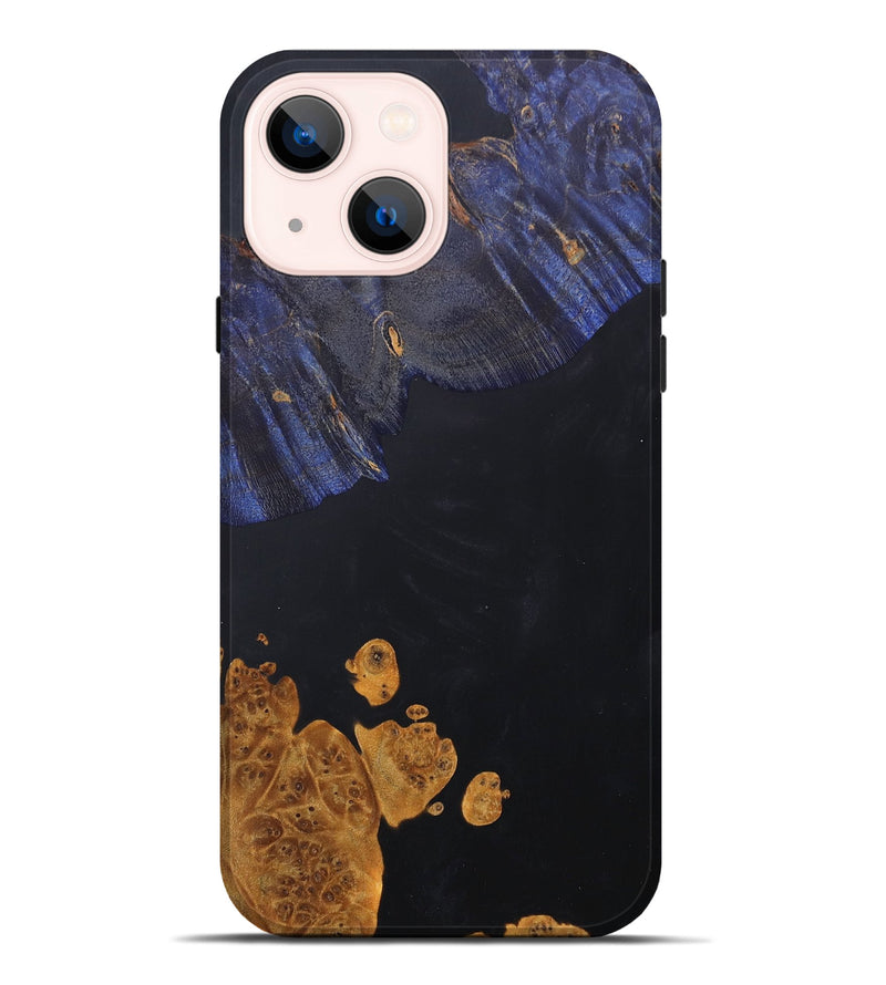 iPhone 14 Plus Wood+Resin Live Edge Phone Case - Gianna (Pure Black, 686330)