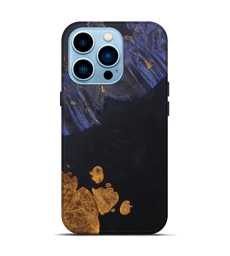iPhone 14 Pro Wood+Resin Live Edge Phone Case - Gianna (Pure Black, 686330)