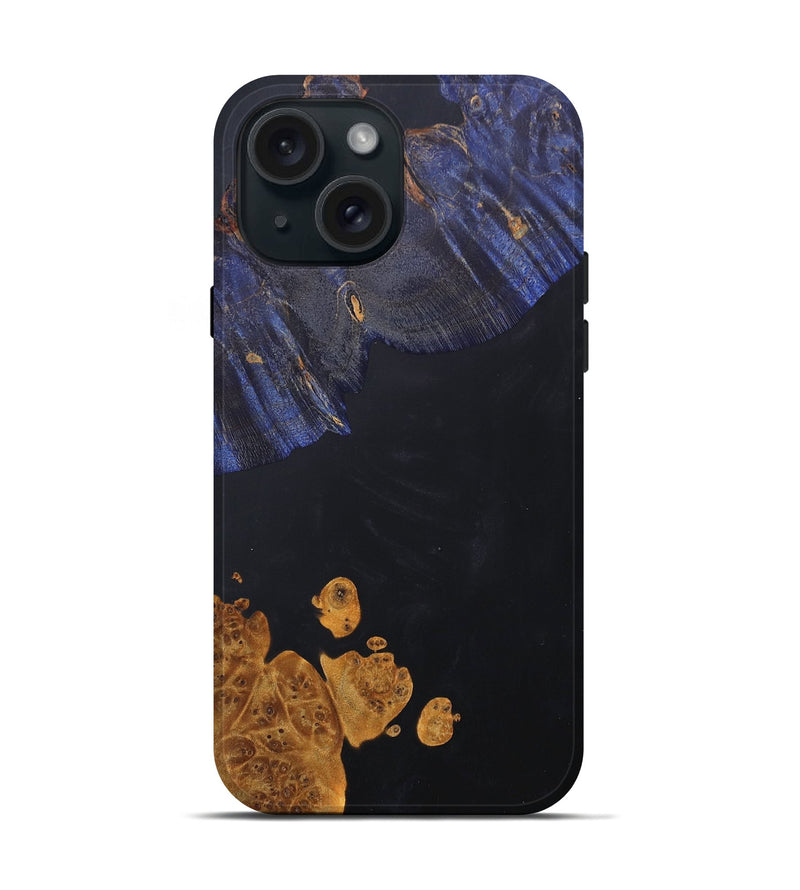 iPhone 15 Wood+Resin Live Edge Phone Case - Gianna (Pure Black, 686330)