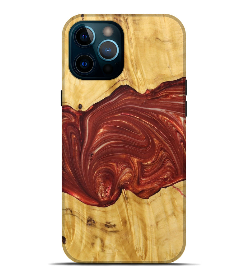 iPhone 12 Pro Max Wood+Resin Live Edge Phone Case - Xander (Red, 686335)