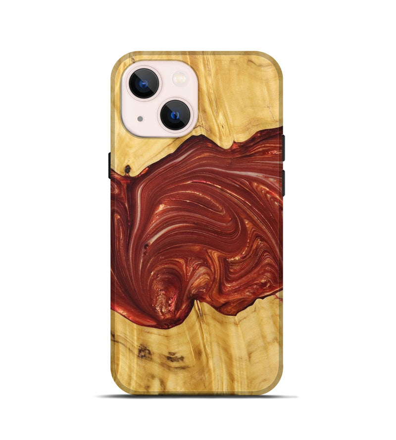 iPhone 13 mini Wood+Resin Live Edge Phone Case - Xander (Red, 686335)