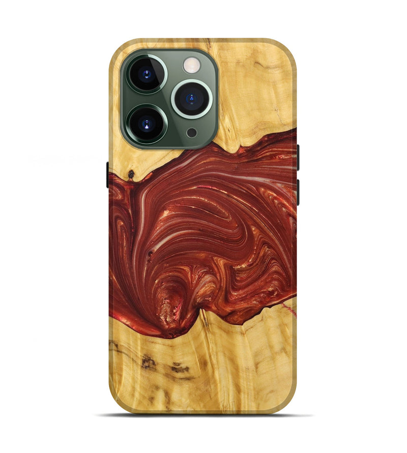 iPhone 13 Pro Wood+Resin Live Edge Phone Case - Xander (Red, 686335)