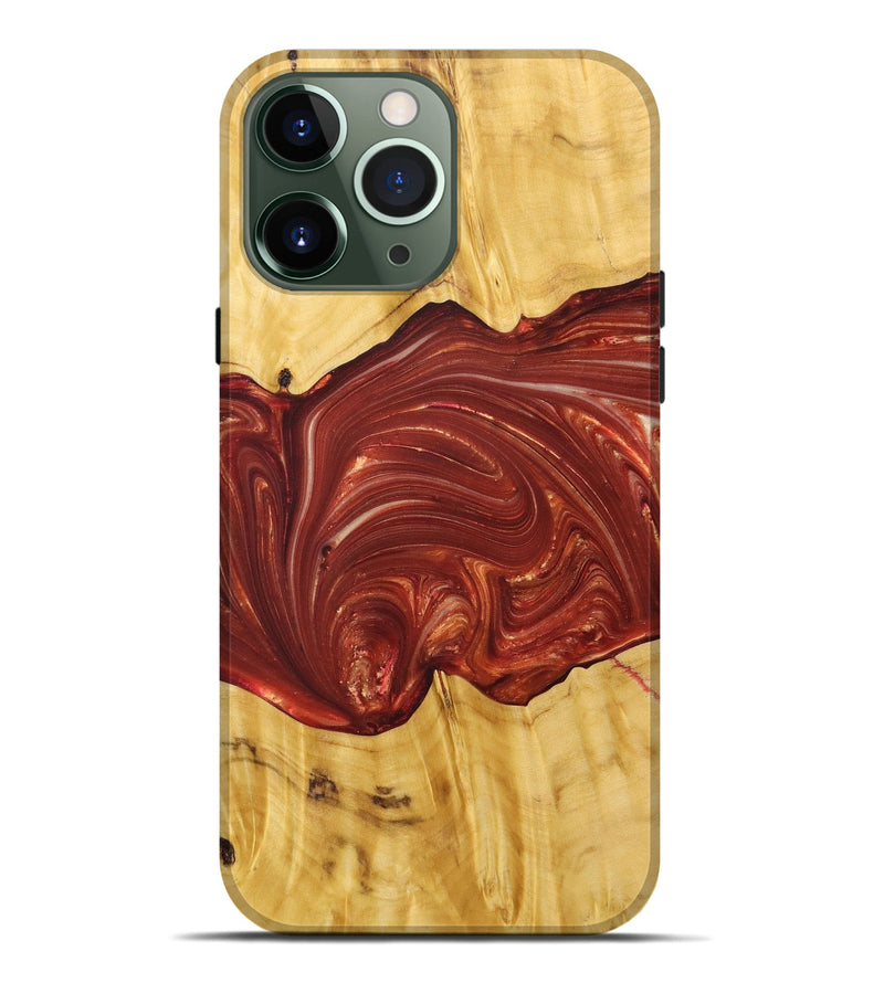 iPhone 13 Pro Max Wood+Resin Live Edge Phone Case - Xander (Red, 686335)