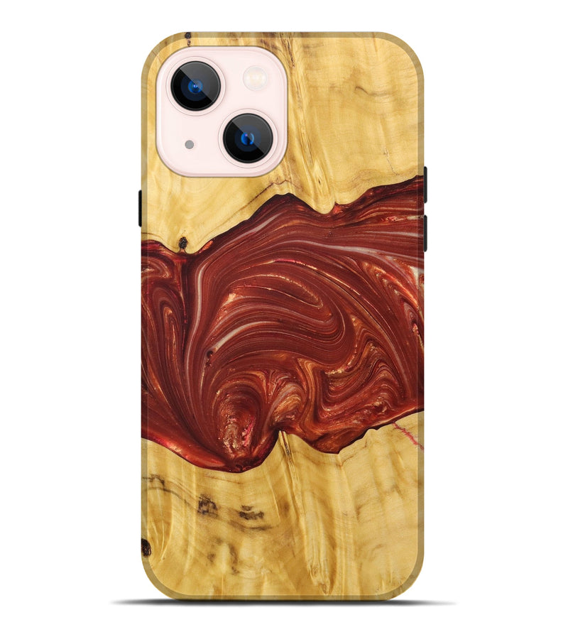 iPhone 14 Plus Wood+Resin Live Edge Phone Case - Xander (Red, 686335)