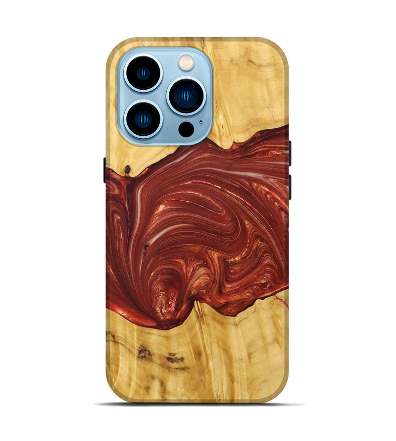 iPhone 14 Pro Wood+Resin Live Edge Phone Case - Xander (Red, 686335)