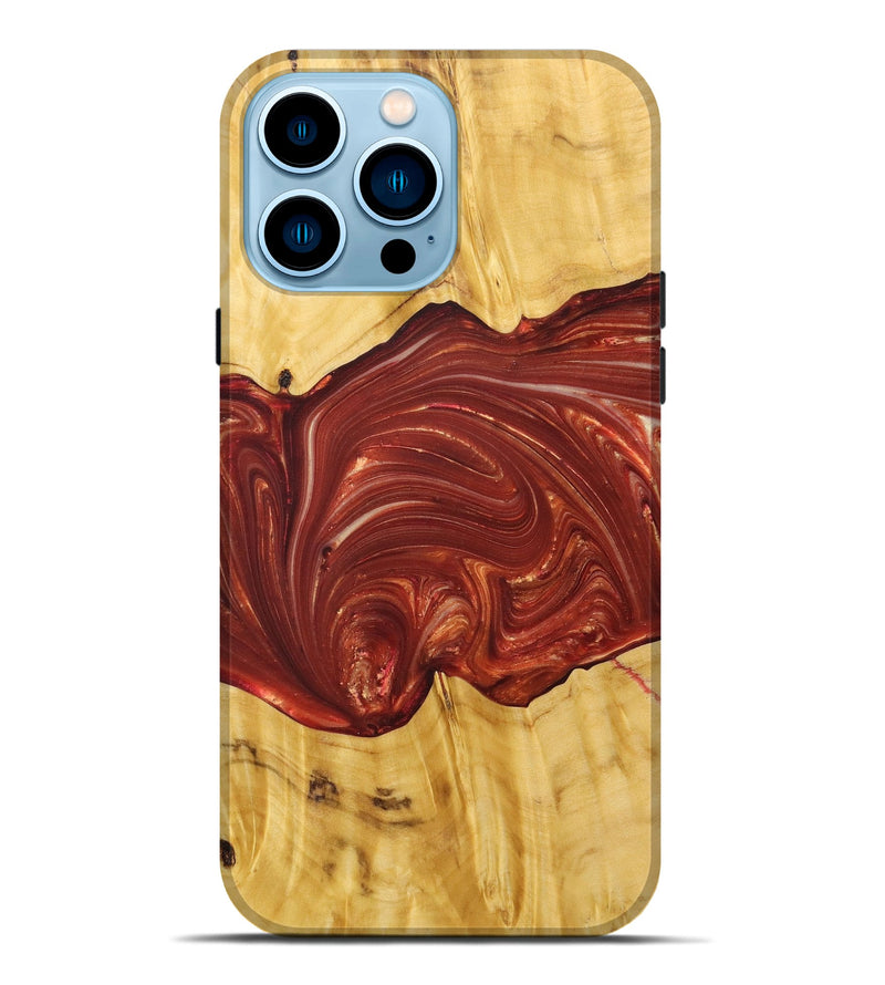 iPhone 14 Pro Max Wood+Resin Live Edge Phone Case - Xander (Red, 686335)