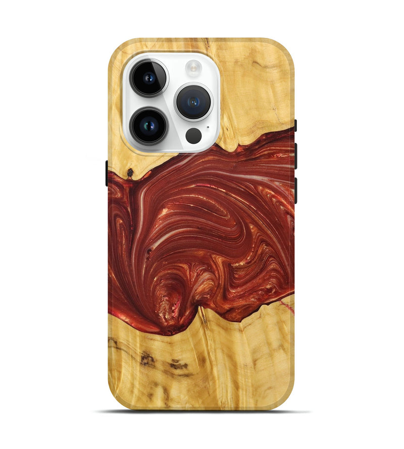 iPhone 15 Pro Wood+Resin Live Edge Phone Case - Xander (Red, 686335)