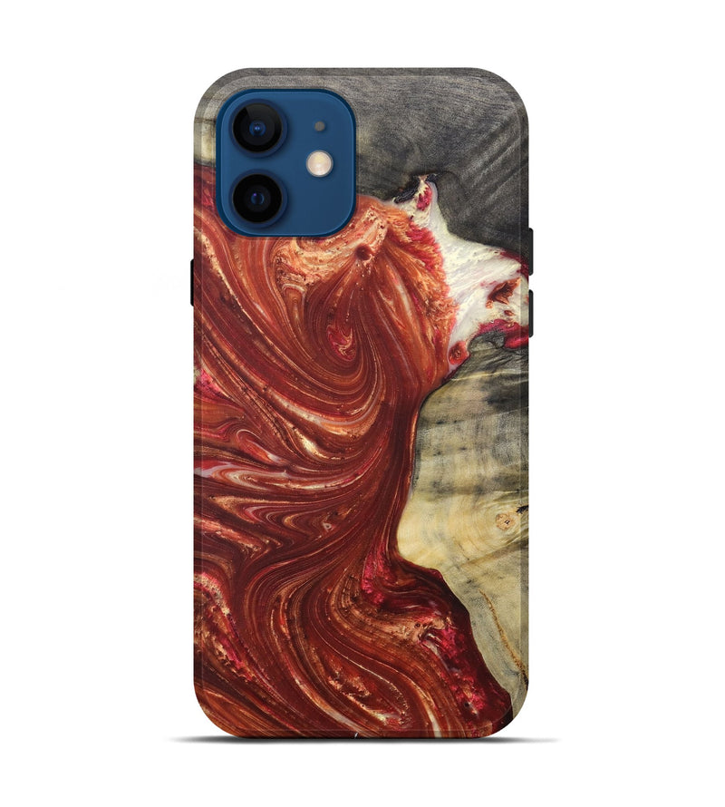 iPhone 12 Wood+Resin Live Edge Phone Case - Connie (Red, 686341)