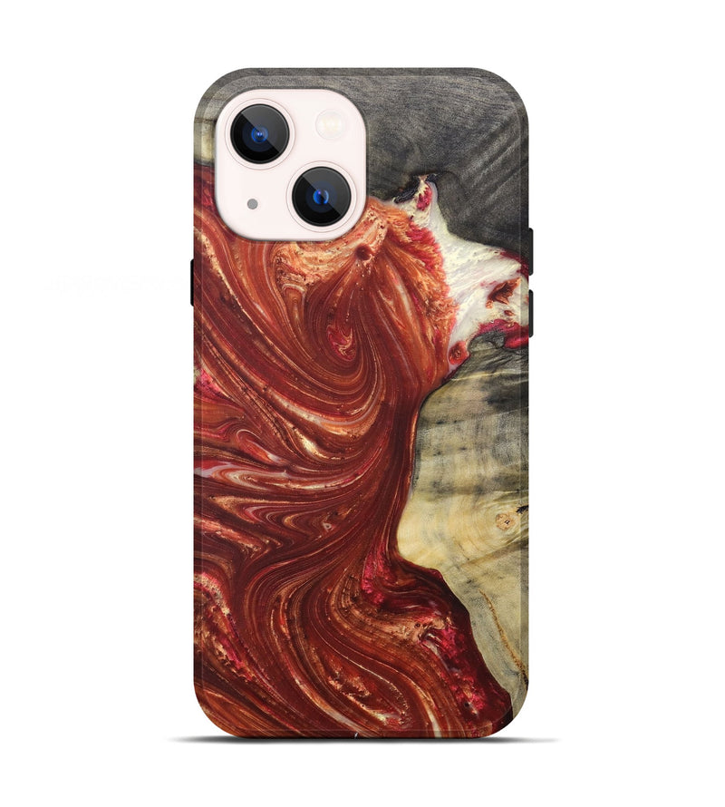iPhone 13 Wood+Resin Live Edge Phone Case - Connie (Red, 686341)