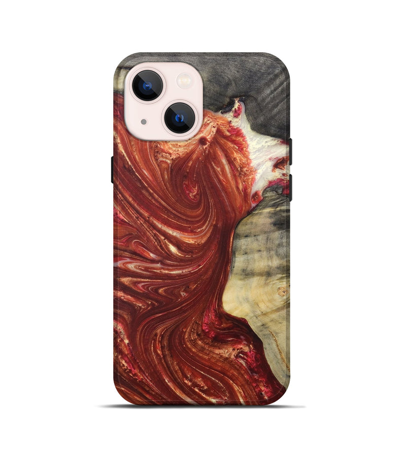 iPhone 13 mini Wood+Resin Live Edge Phone Case - Connie (Red, 686341)