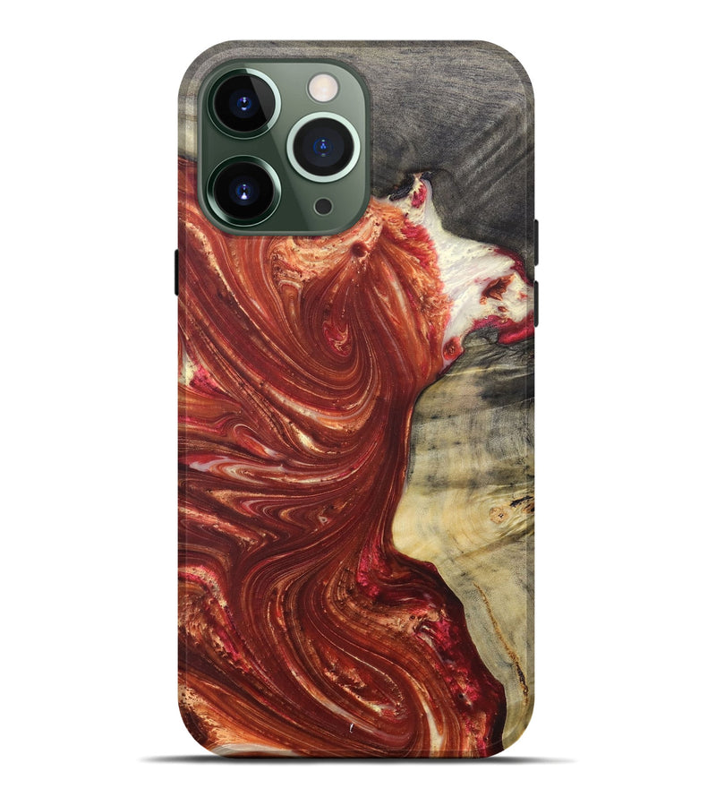 iPhone 13 Pro Max Wood+Resin Live Edge Phone Case - Connie (Red, 686341)
