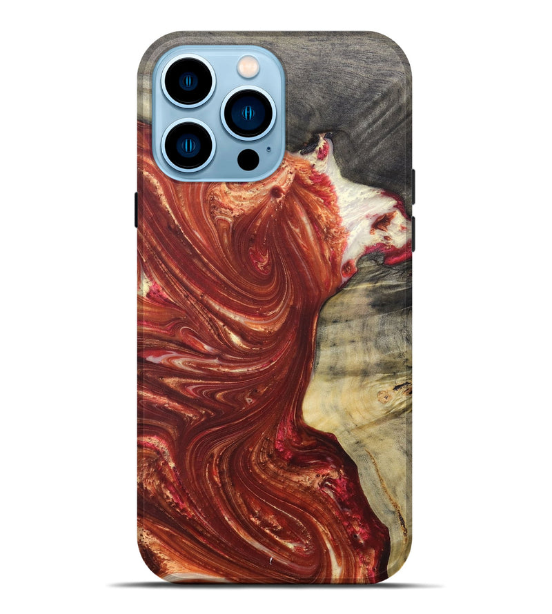 iPhone 14 Pro Max Wood+Resin Live Edge Phone Case - Connie (Red, 686341)