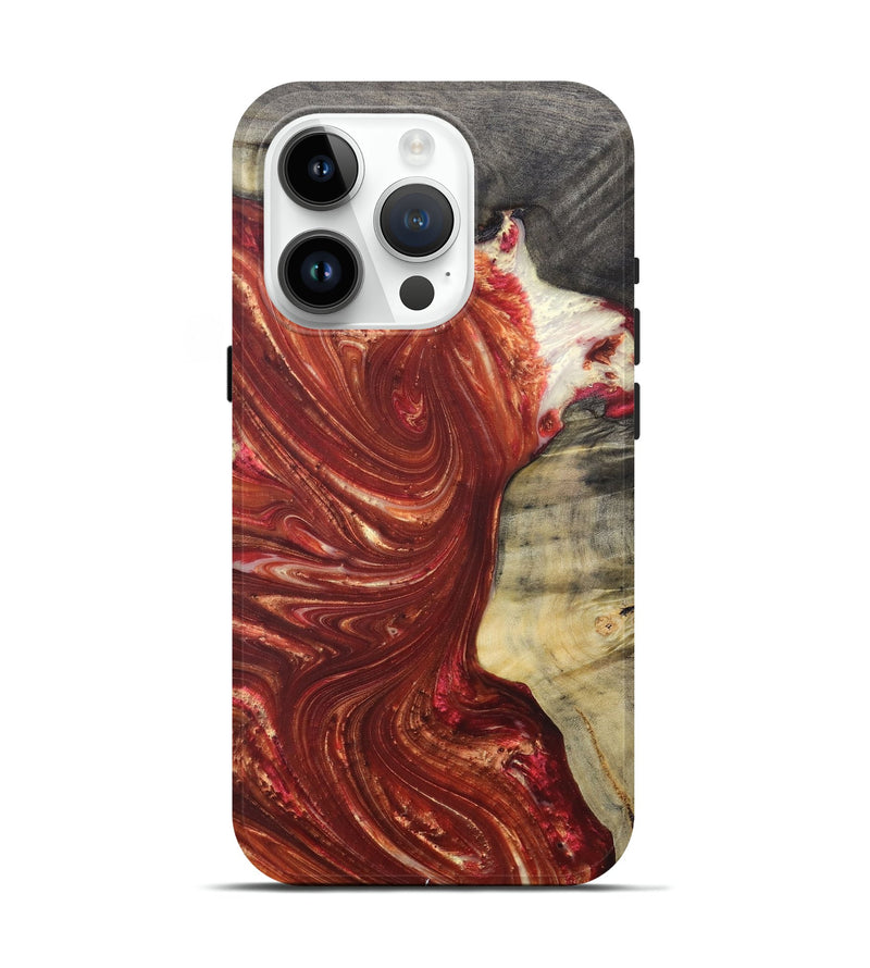 iPhone 15 Pro Wood+Resin Live Edge Phone Case - Connie (Red, 686341)
