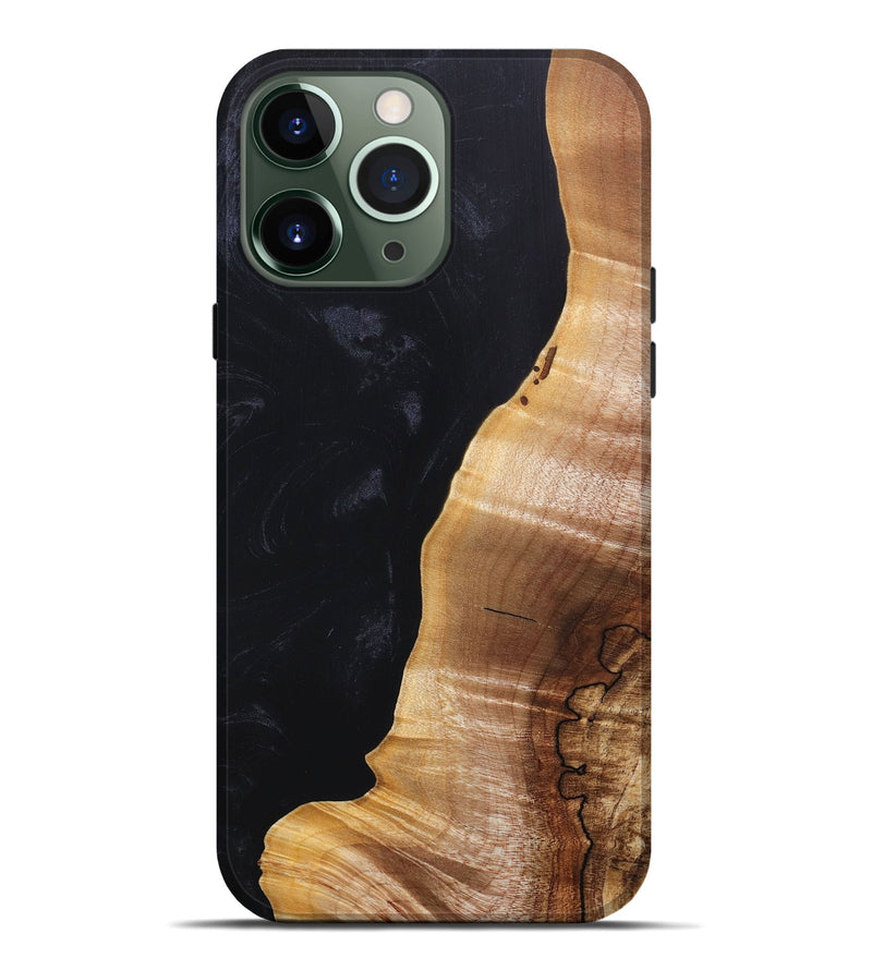 iPhone 13 Pro Max Wood+Resin Live Edge Phone Case - Melanie (Pure Black, 686401)