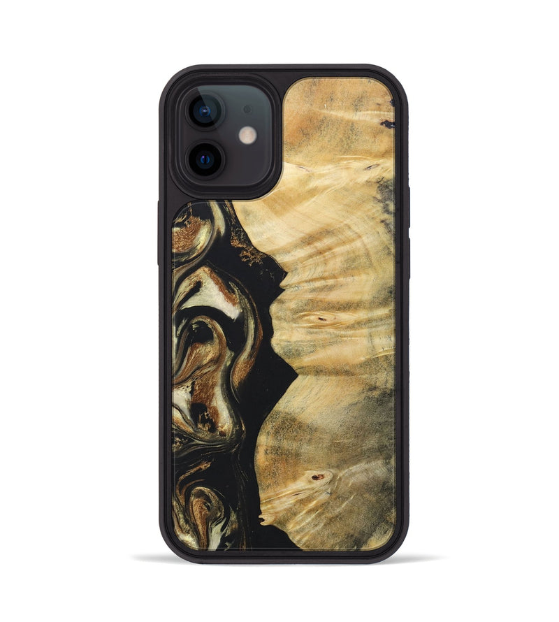 iPhone 12 Wood+Resin Phone Case - Miguel (Black & White, 686542)