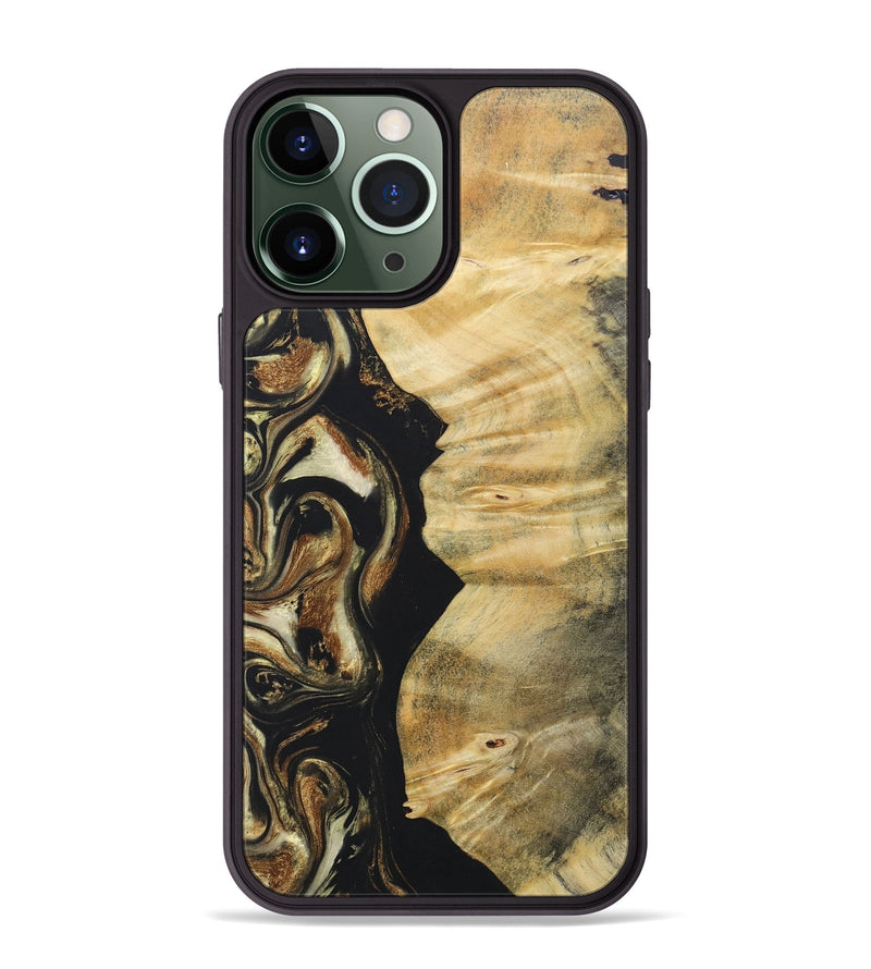 iPhone 13 Pro Max Wood+Resin Phone Case - Miguel (Black & White, 686542)