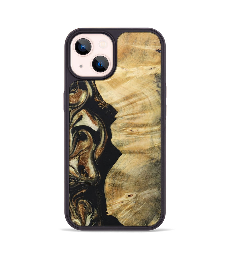 iPhone 14 Wood+Resin Phone Case - Miguel (Black & White, 686542)