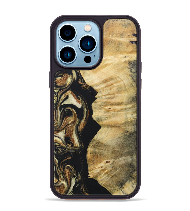 iPhone 14 Pro Max Wood+Resin Phone Case - Miguel (Black & White, 686542)