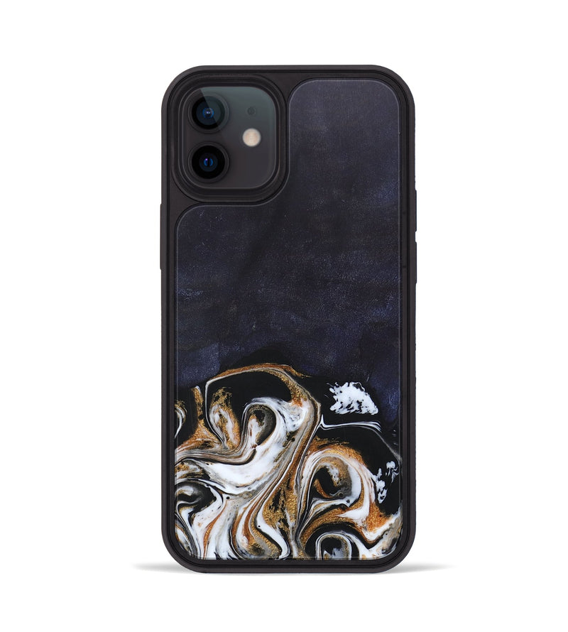 iPhone 12 Wood+Resin Phone Case - Jolene (Black & White, 686549)