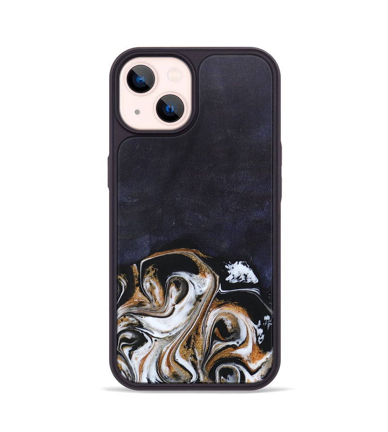 iPhone 14 Wood+Resin Phone Case - Jolene (Black & White, 686549)