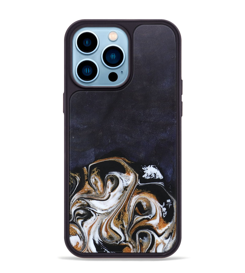 iPhone 14 Pro Max Wood+Resin Phone Case - Jolene (Black & White, 686549)