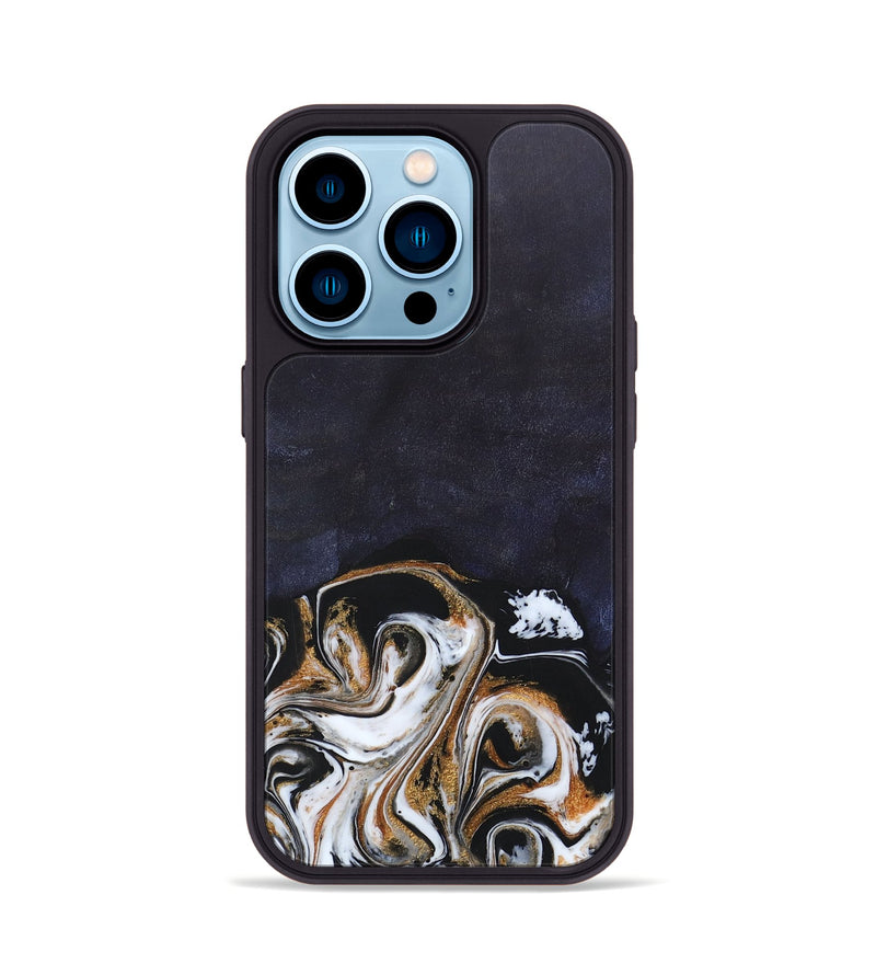 iPhone 14 Pro Wood+Resin Phone Case - Jolene (Black & White, 686549)