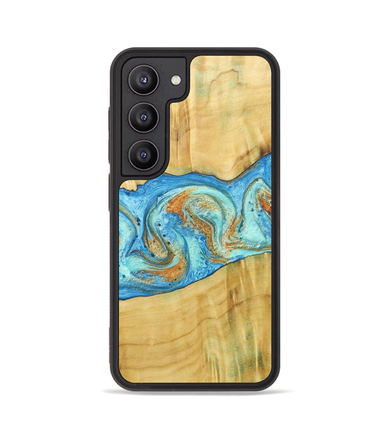 Galaxy S23 Wood+Resin Phone Case - Alexis (Teal & Gold, 686567)