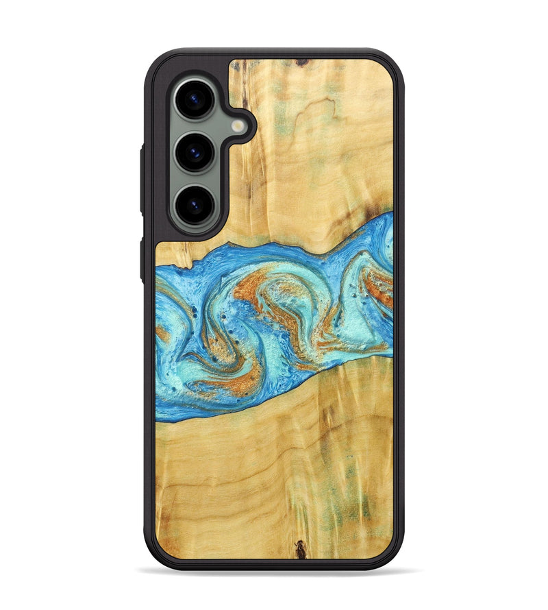 Galaxy S24 Plus Wood+Resin Phone Case - Alexis (Teal & Gold, 686567)