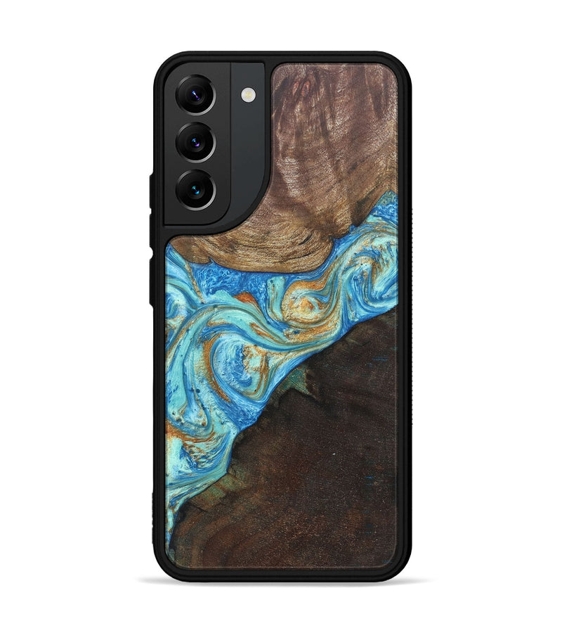 Galaxy S22 Plus Wood+Resin Phone Case - Max (Teal & Gold, 686569)