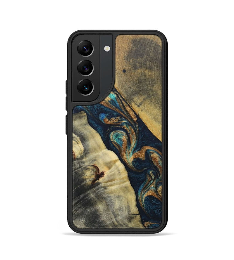Galaxy S22 Wood+Resin Phone Case - Evangeline (Teal & Gold, 686573)