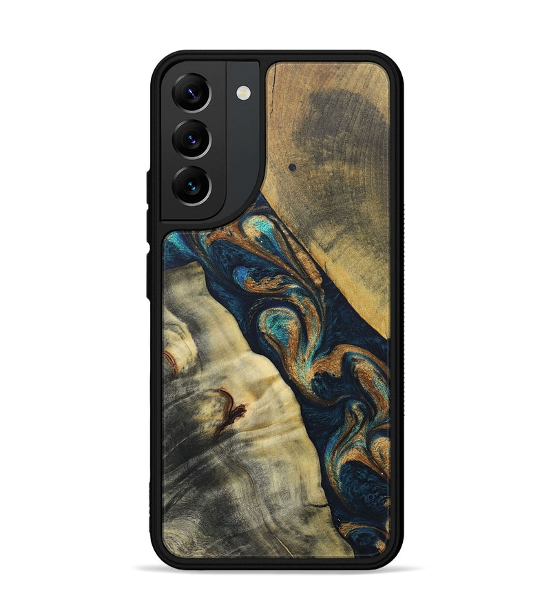 Galaxy S22 Plus Wood+Resin Phone Case - Evangeline (Teal & Gold, 686573)