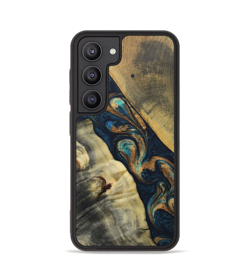 Galaxy S23 Wood+Resin Phone Case - Evangeline (Teal & Gold, 686573)