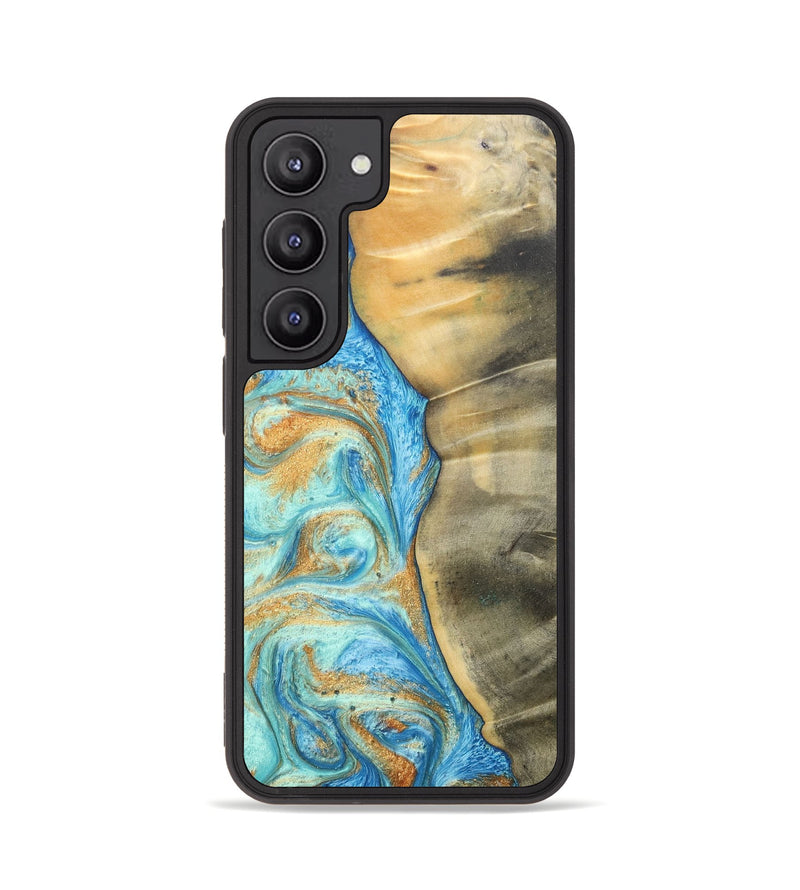 Galaxy S23 Wood+Resin Phone Case - Malik (Teal & Gold, 686585)