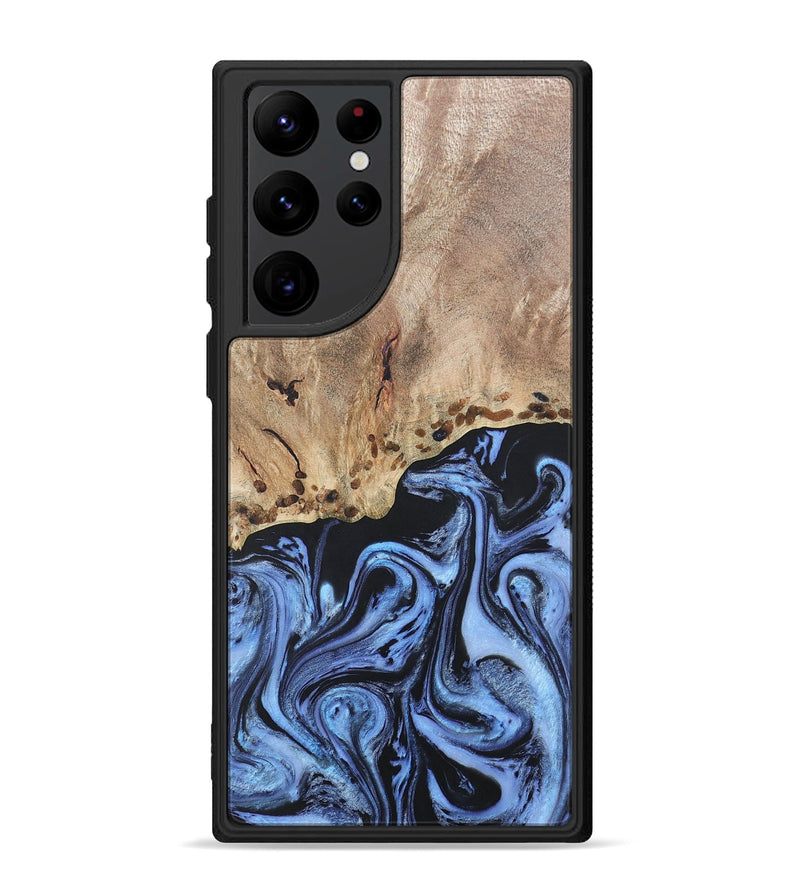 Galaxy S22 Ultra Wood+Resin Phone Case - Monica (Blue, 686667)