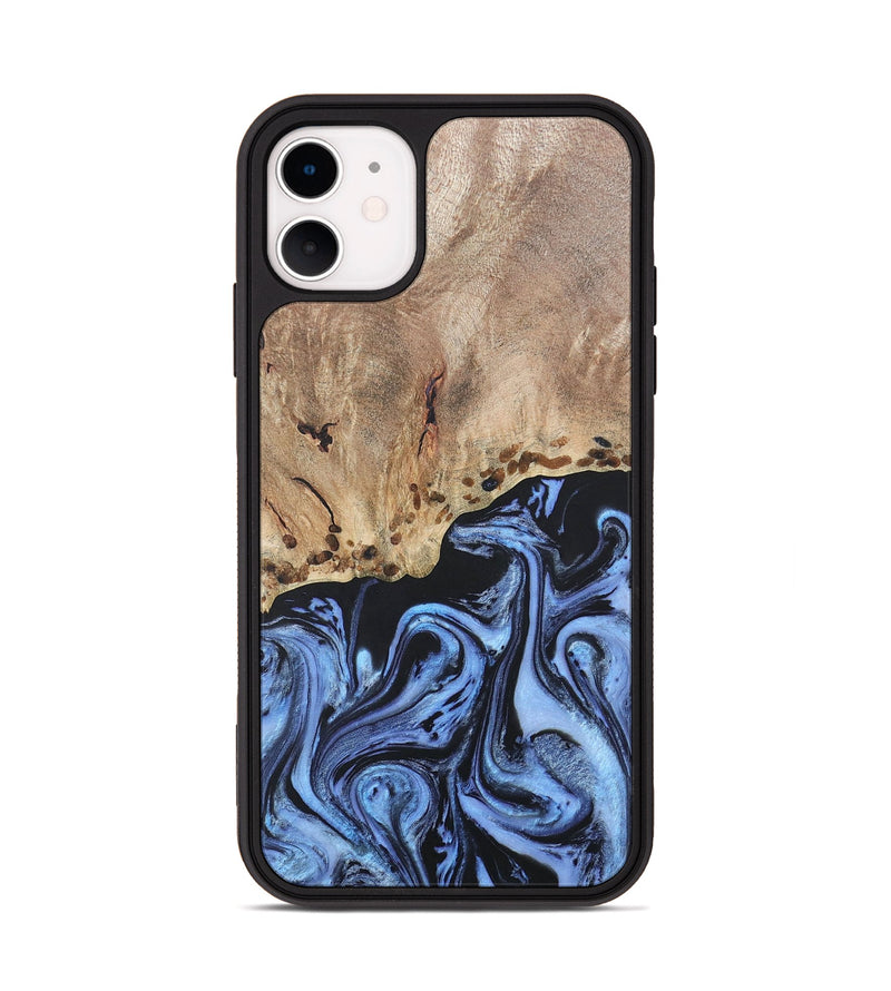 iPhone 11 Wood+Resin Phone Case - Monica (Blue, 686667)