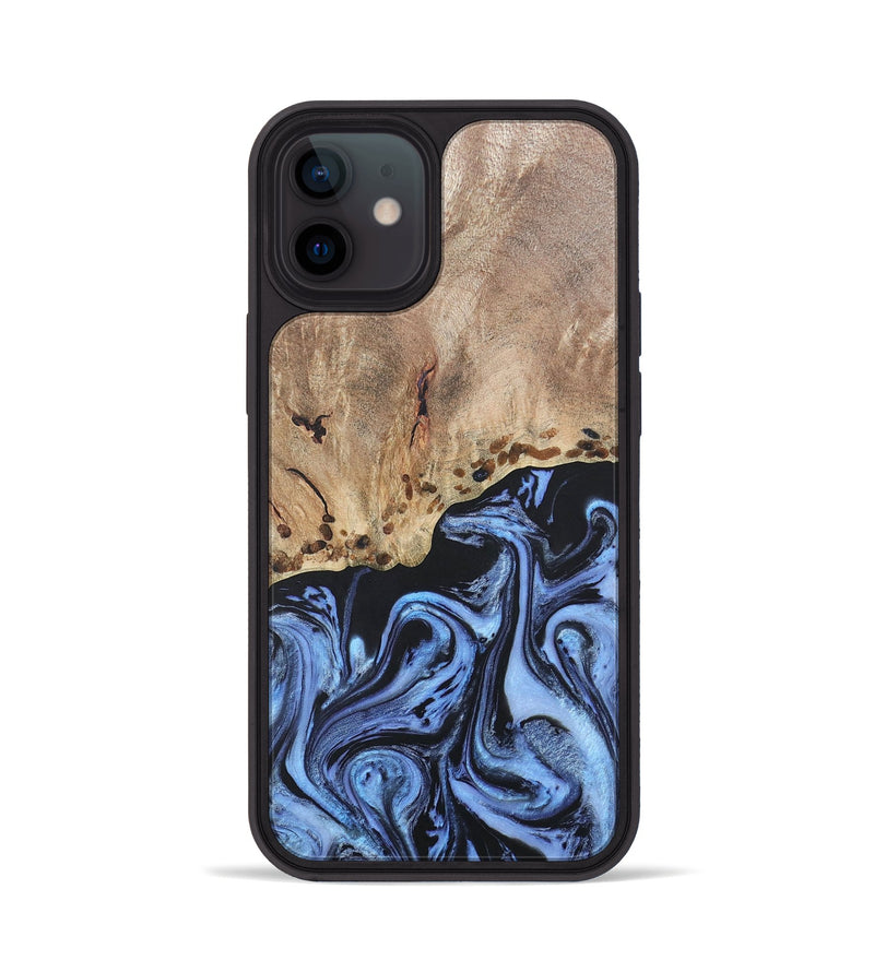 iPhone 12 Wood+Resin Phone Case - Monica (Blue, 686667)