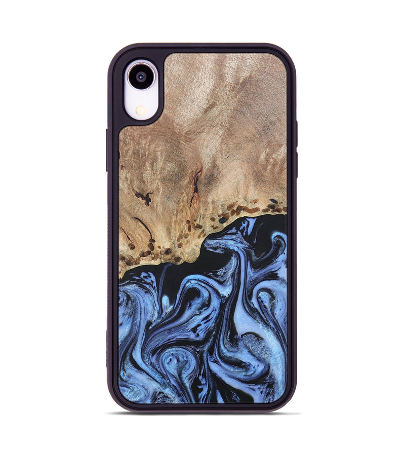iPhone Xr Wood+Resin Phone Case - Monica (Blue, 686667)