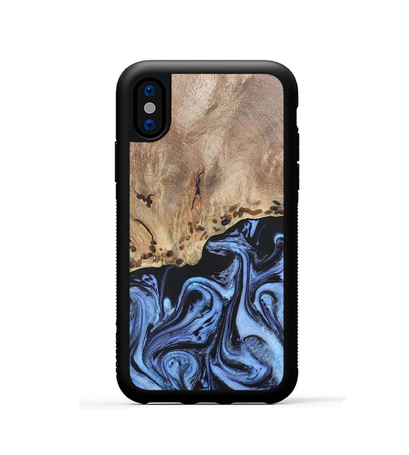 iPhone Xs Wood+Resin Phone Case - Monica (Blue, 686667)