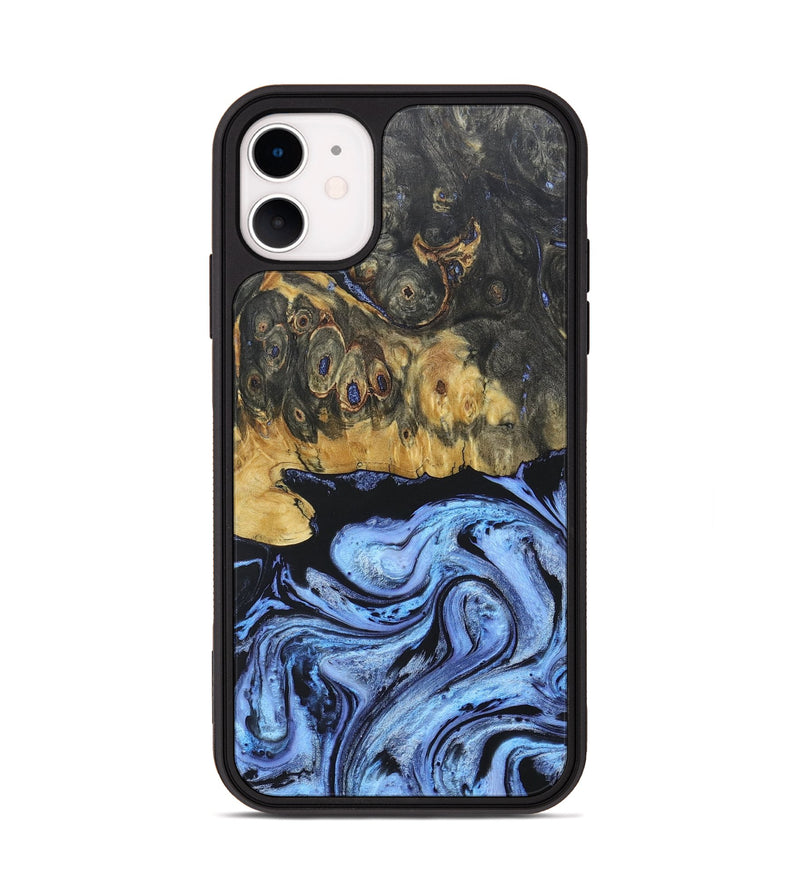 iPhone 11 Wood+Resin Phone Case - Joni (Blue, 686687)