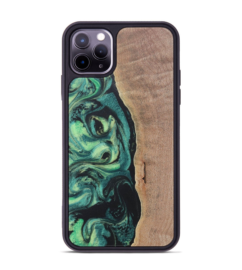 iPhone 11 Pro Max Wood+Resin Phone Case - Emerson (Green, 686717)