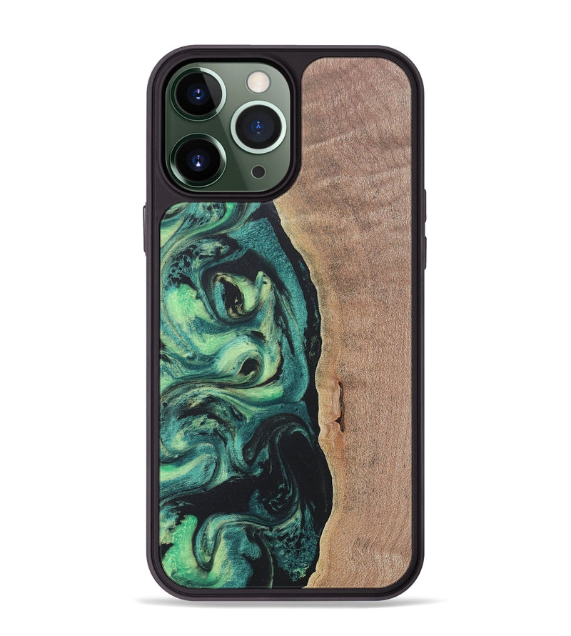 iPhone 13 Pro Max Wood+Resin Phone Case - Emerson (Green, 686717)