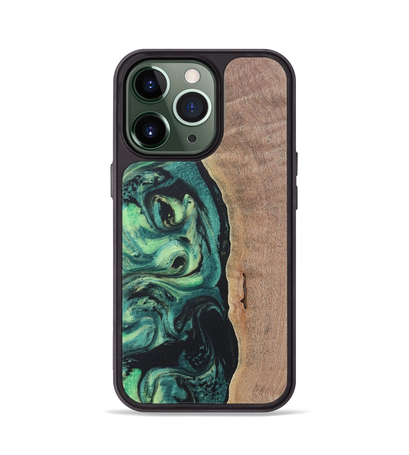 iPhone 13 Pro Wood+Resin Phone Case - Emerson (Green, 686717)